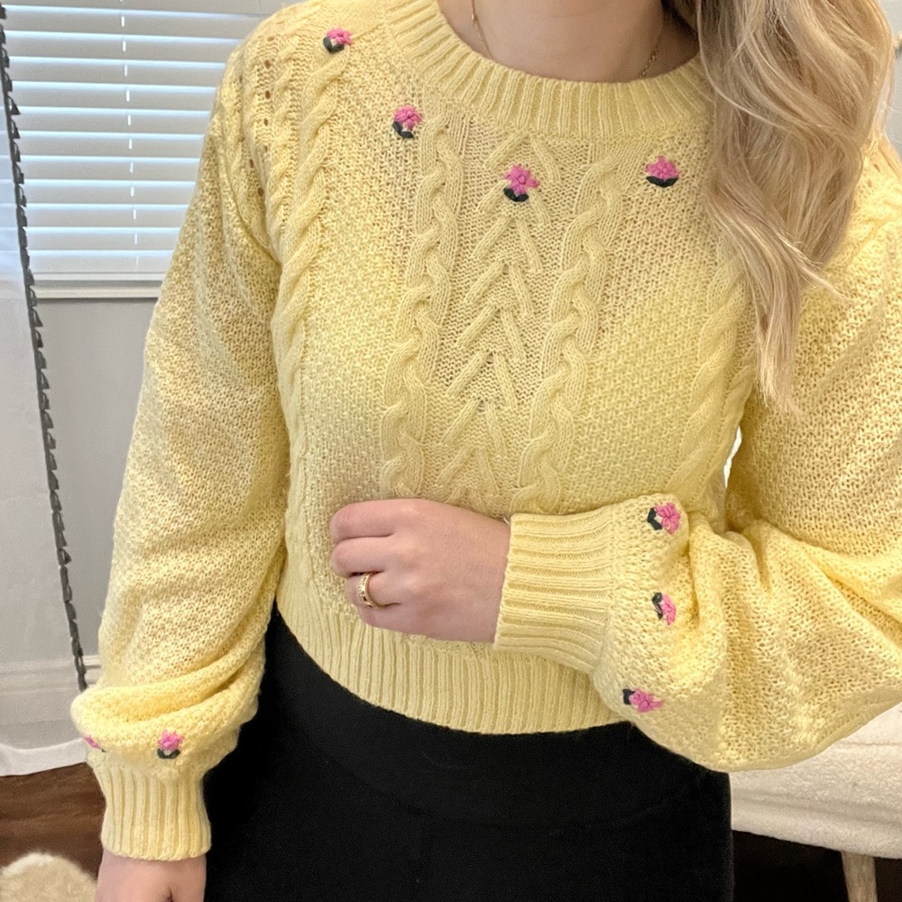 Wild Fable Yellow Cable Knit Sweater